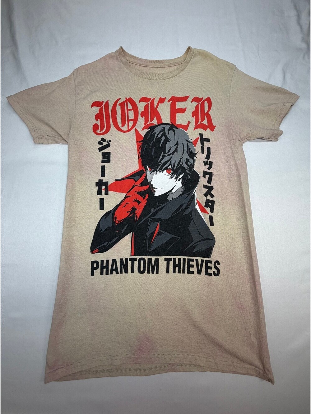 Persona 5 Ripple Junction Mens Graphic T-Shirt Joker Phantom Thieves Small Beige